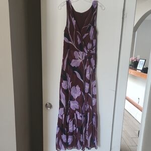 Ann Taylor Plum and Chocolate Floral Maxi Dress